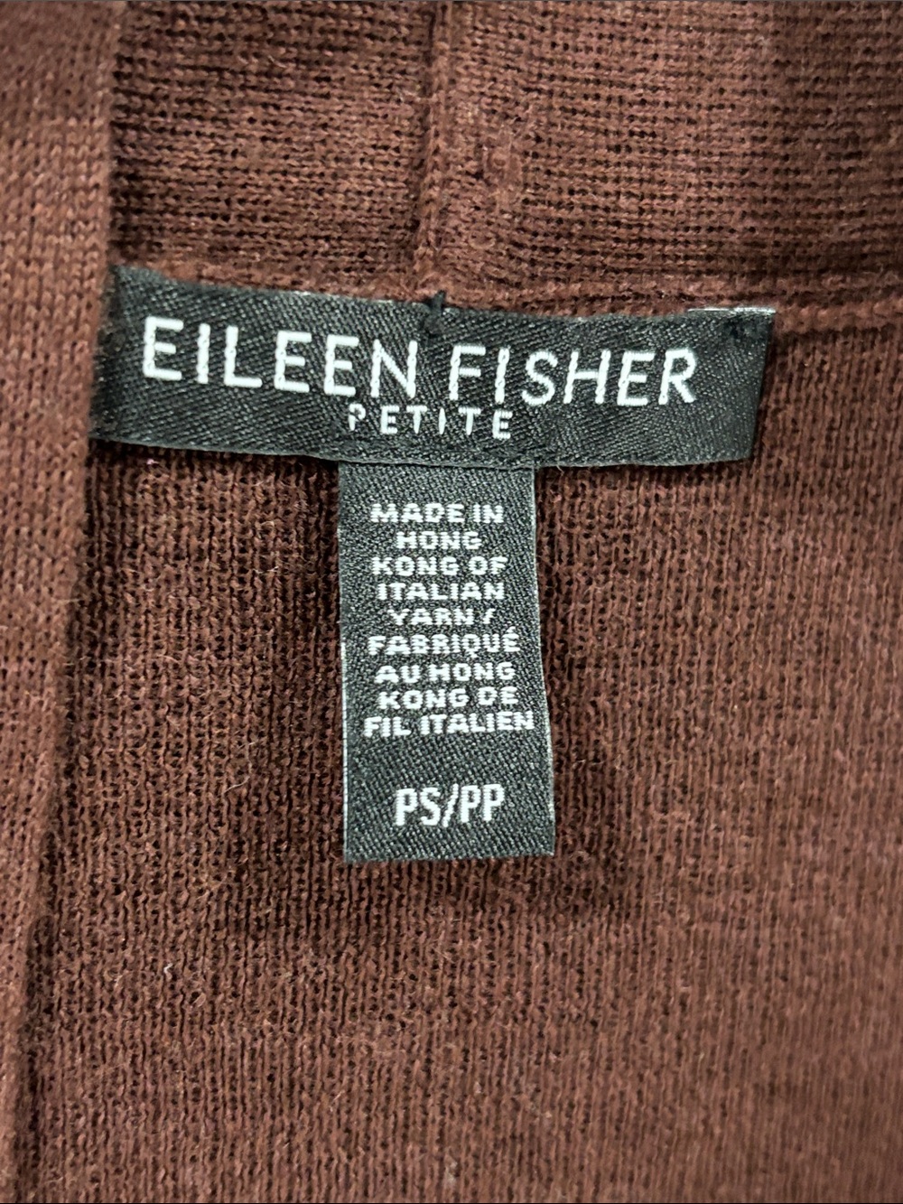 Eileen Fisher Ultrafine Merino wool Open-Front Cardigan Sweater burgundy brown - Picture 7 of 10